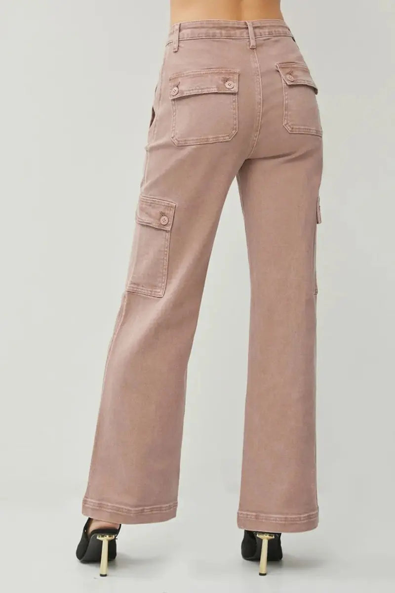 RISEN Full Size High Rise Wide Leg Cargo Jeans for Women - Love Salve